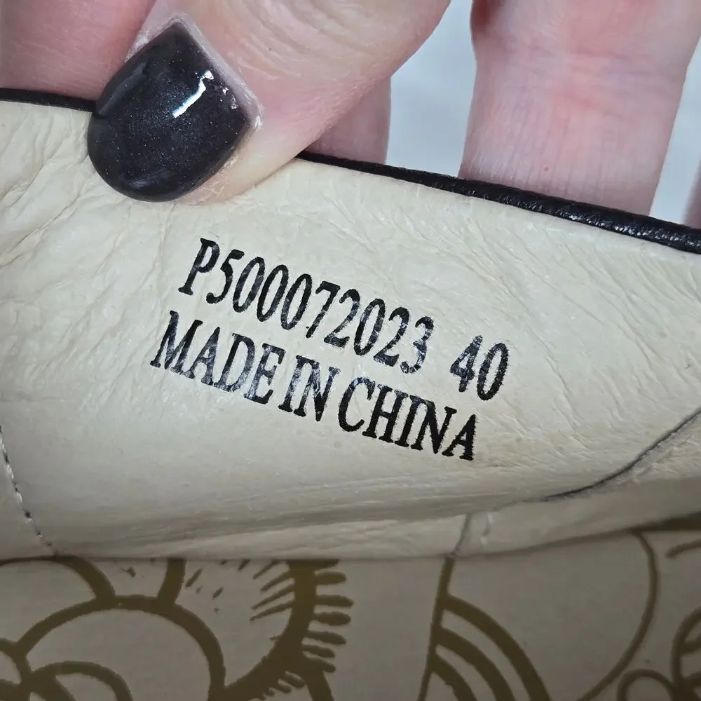 Fly London Yala EU 40 US 9.5 Black Leather Peep Toe Platform Wedge Sandals